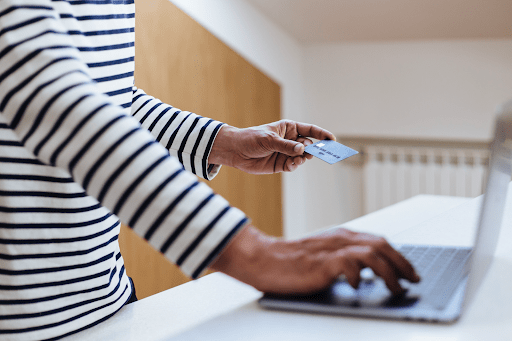 credit card and laptop